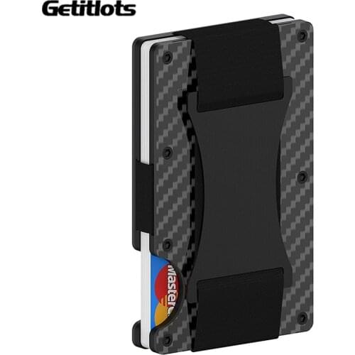 Carbon Fiber Wallet for Men Women Minimalist RFID Credit Card Holder with Cash Strap Slim Minimalist Wallet Business ID Holder