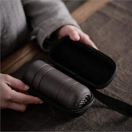 Tea Set Purple Sand Portable Teapot Porcelain Teaset Gaiwan Tea Cups of Tea Ceremony Tea Pot with Travel Bag Tea Set