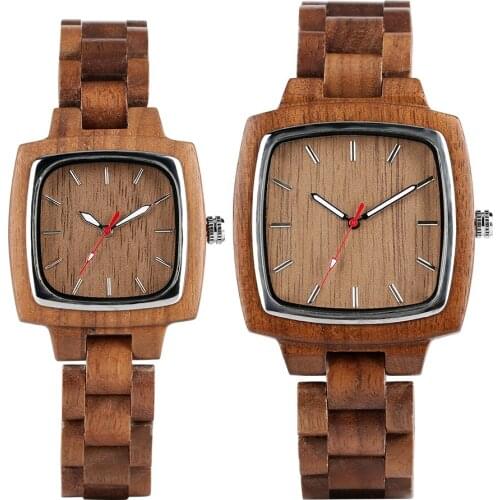 Walnut Wooden Watches for Lovers Watch Couple Watch Women Men Wooden Band Reloj Hombre Clock Male Souvenir Gifts