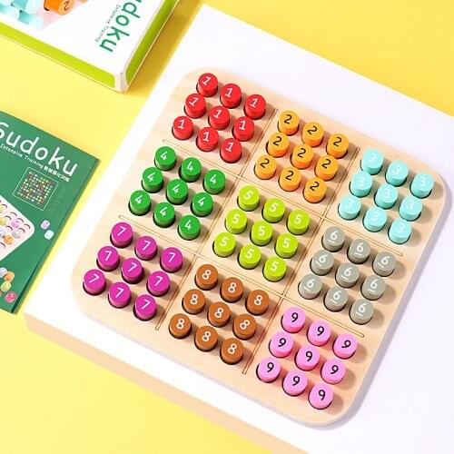 Sudoku Games Puzzles Math Wooden Toys Learning Education Toy For Children Brain Training Cognitive Color Digital Board Puzzle