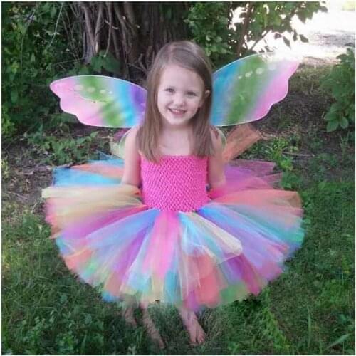Girls Crochet Flower Tutu Dress Kids Handmade 2Layers Fluffy Tulle Ballet Tutus with Ribbon Bow and Birthday party