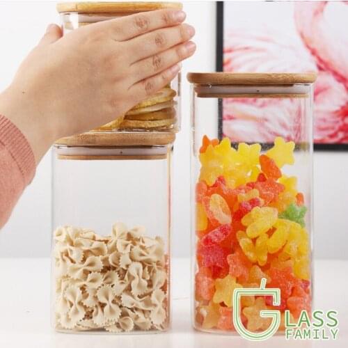 GF Glass Jars with Lid Food Storage Containers Glass Container Kitchen Storage Sugar Container Kitchen Items Cereal Dispenser