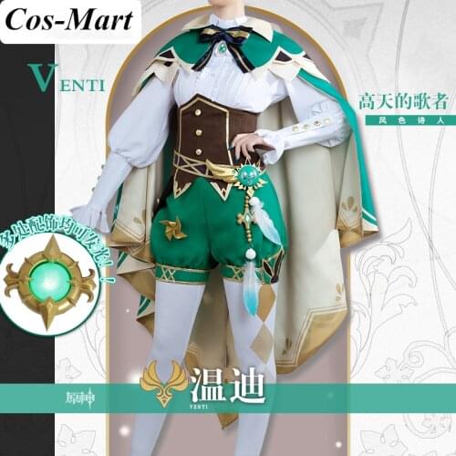Game Genshin Impact Venti Cosplay Costume Minstrel Combat Uniform Unisex Halloween Party Role Play Clothing Full Set Custom-Make