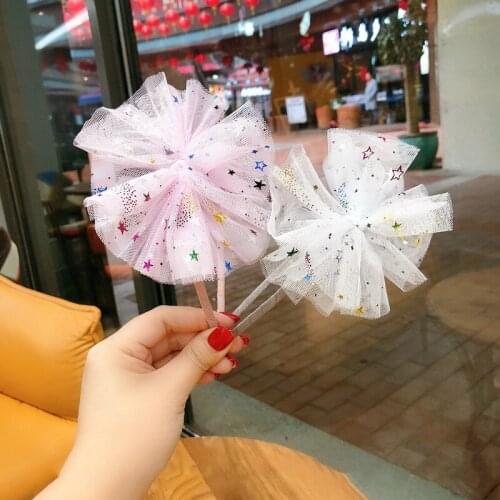 10pcs Fashion Cute Glitter Star Bow Hair Sticks Ribbon Bowknot Hairbands Headbands Princess Headwear Girls Hair Accessories