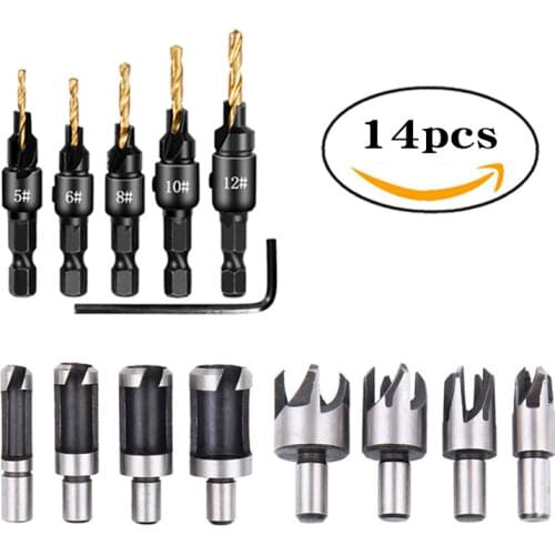 Woodworking Countersink Drill Bit Drilling Pilot Holes For Screw Wood Plug Cutterl Cutting Tool Drill Bit Taper Cork Knife