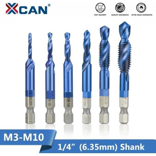 XCAN 1/4mm Shank M3-M10 HSS Thread Tap Set Metric Tap Drill Nano Blue Coated Machine Screw Tap