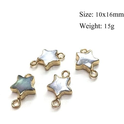Natural Shell Charms Double Hole Connector Star Shape Pendants For Jewelry Making Bracelet DIY Necklace Accessories Size 10x16mm