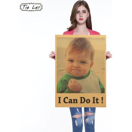 New Color Inspirational I Can Do It Kraft Paper Poster Nostalgia Home Decoration Wall Stickers 50.5X35cm