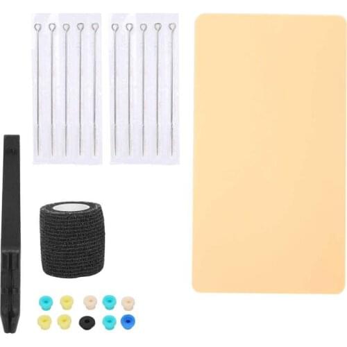 Tattoo Equipment Tattoo Kit DIY Tattoo Practice Kit Practice Skin 9RL Tattoo Needle Hand Poke Pen Elastic Band for Beginner