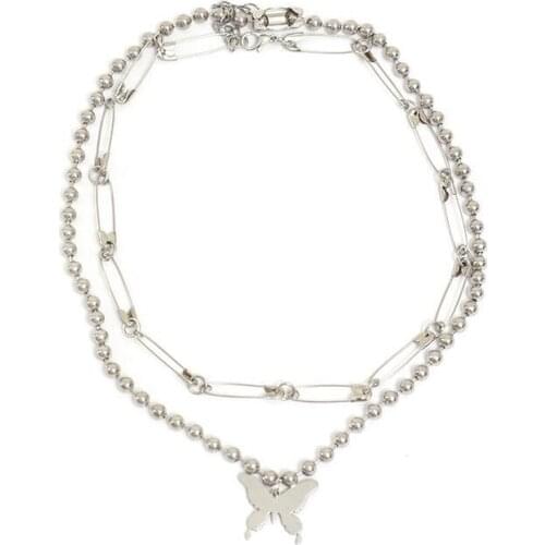 Original Design Handmade Butterfly Clips Double Layer Necklace Clavicle Chain