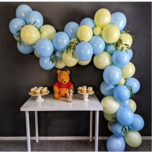 Pastel Balloon Garland Arch Kit with 100pcs Blue and Yellow For Baby Shower Kid Birthday Graduation Anniversary Party Decoration
