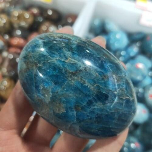 1pcs Natural Blue Apatite Palm Stone Raw Gemstone Crystal Meditation Healing Energy Mineral