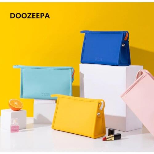 DOOZEEPA Women Make Up Makeup Bags Organizer Cosmetic Bag Candy Color Waterproof PU Portable Toiletry Bag Travel Make Up Pouch