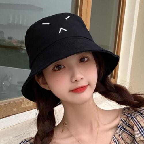 2021 Spring Neutral Bucket fishing Hats Sunscreen sun cap Smiley Foldable wear Spring lady fisherman hat
