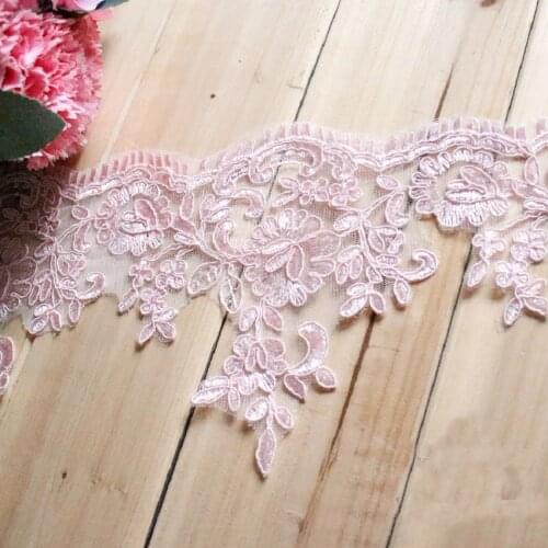 15CM high quality scalloped ganza PINK lace trim wedding dresses bridal veils decoration lace trim