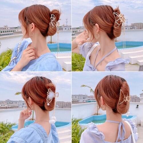 2021 Fashion Metal Pearl Hair Claw Gold Silver Geometric Hair Clips For Women Girl Elegant Crab Vintage Hairpin Hair Accessory