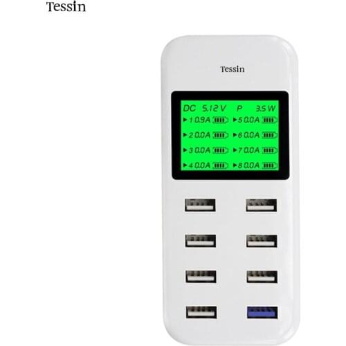 INGMAYA 8 Port Smart USB Charger LCD Display Quick Charge 3.0 Charging Station For iPhone Samsung Huawei Mi DV QC Power Adapter