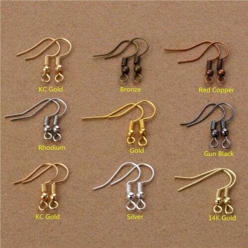 8 Colors 200pcs/lot Fashion Iron Ear Hook Wire Clasp With Bead Charms Earring Hooks Wires Fit DIY Jewelry Making Findings