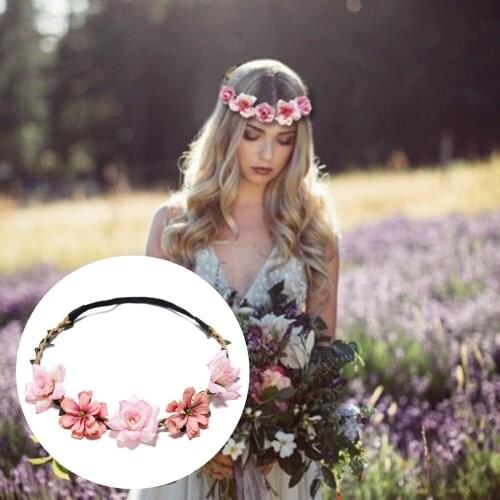 Women Wedding Flower Headband Girls Boho Flowers Headwear Children Headbands Hair Accessories Bride Wreath Beach Garland