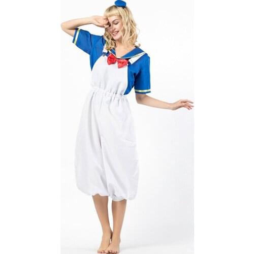 Halloween Masquerade Party Women Sailor Costume Navy Soldier Uniforms Duck Cosplay Costume Overalls Donald Duck Cosplay Costumes