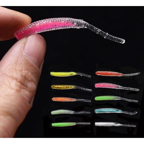 10pcs a bag 5cm 0.43g small fish soft lure bait , grub maggot worm soft rooting fishing tackle