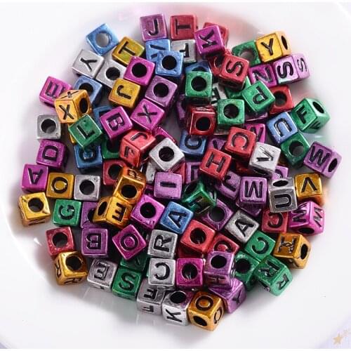 100-300Pcs 7x7mm Acrylic Beads Colorful Square Letters Loose Beads for Handmade Jewelry Making Diy Bracelet Crafts Accessories
