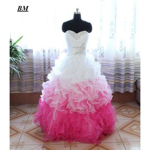 2021 Newest White Pink Quinceanera Dresses Ball Gown Beading Sweet 16 Dresses Formal Prom Party Gown Vestido De 15 Anos BM71