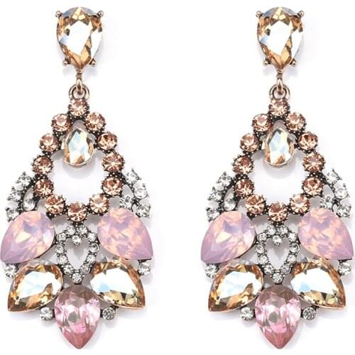 2020 New Luxury Crystal Rhinestone Water Drop Long Earrings Women Europe and America Large Drop Earring ZA Jewelry Wedding Party