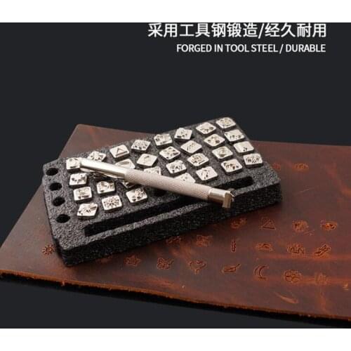 32pcs/set Leather Printing Punch Tools Handmade Carving Leathercraft Punch Stamps Sculpture Metal Leather Craft Tools