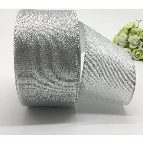 5Yards/lot 50mm Silver Satin Ribbon Bow Craft Decor Wedding Christmas Party Decoration DIY Craft Sewing Supplies
