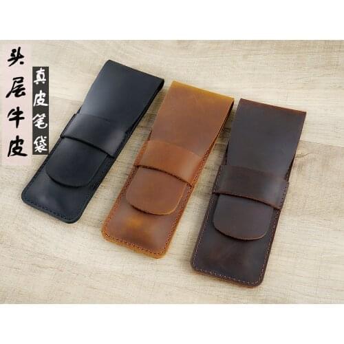 7 Inch Geniues Leather Pen Holder,Pencil Box,Pencil Case,Large-capacity Stationery,Makeup Brush Storage Box