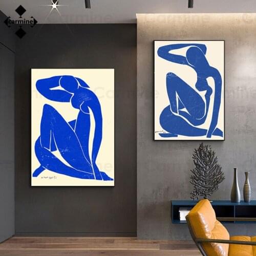 Abstract Blue Sports Man Print Picture Wall Art Running Man Canvas Morden Painting for Home Interior Decoration Bedroom and Home