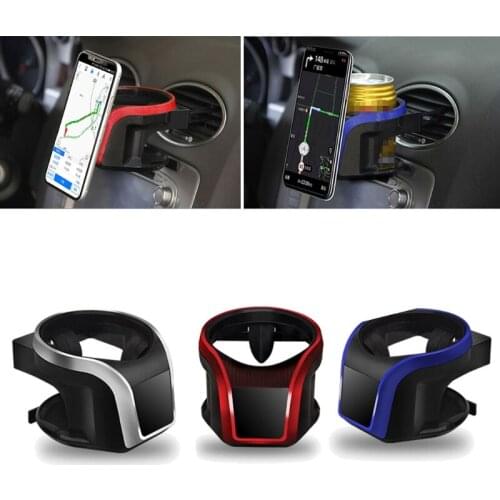 D7YA 2 in 1 Car Air Outlet Phone Rack Drink Beverage Holder with Botton Buffer for Vehicle Air Vent