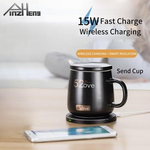PINZHENG Wireless Charger For iPhone Xiaomi Huawei Water Cup Charger Wireless Charging 15W Compatible With Qi Adsorption