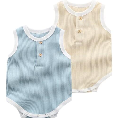 Infant Bodysuit Baby Boys Clothing Summer Baby Casual Sleeveless Solid Playsuit Soft Cotton Cute Outwear For Newborn 0-24m