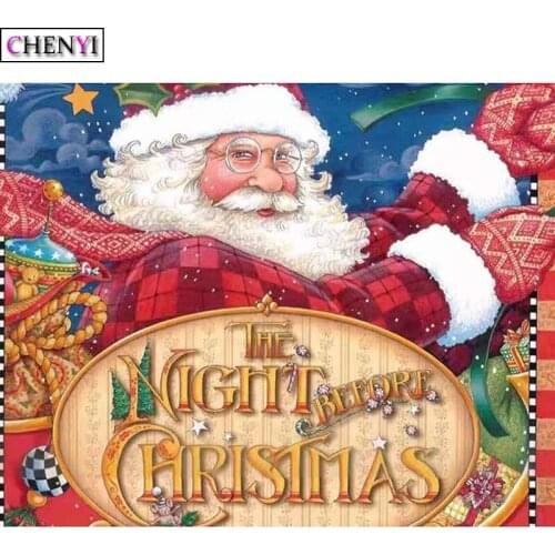 CHENYI 5D DIY Diamond Painting Santa Claus Full Square Diamond Embroidery Cross Stitch Mosaic Needlework Merry Christmas Decor