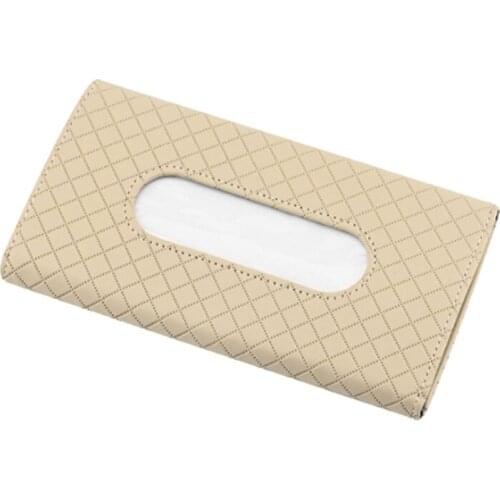 D7YA Car Front Sun Visor Napkin Holder Leather Tissue Box Tissue Storage Case Holder Car Decoration