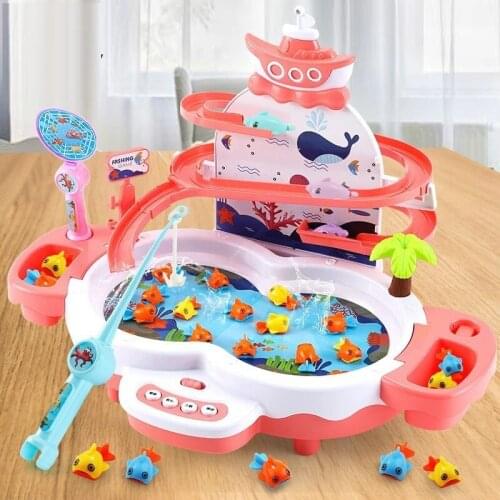 Childrens Electric Fishing Toys Music Lighting Maglev Track Fishing Toy Suit Parent-Child Interactive Education Study Toy Gifts