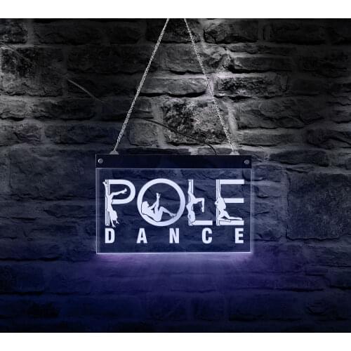 Pole Dance LED Neon Sign Sexy Dancer Jump Pipe Girls Skip Steel Tube Night Light Dance Studio Club Acrylic Hanging Board