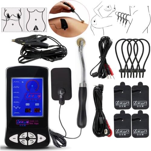 BDSM Electric Wartenberg Wheel Metal Gear Roller Clit Nipple Stimulator Electro Shock Penis Ring Nipple Clamps/Pad Adult Sex Toy