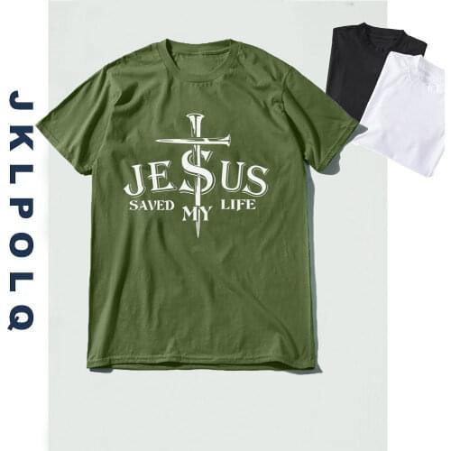JKLPOLQ Women T-Shirt Jesus Saved My Life Cross Print John 3:16 Jesus Lord Of Lords Cross Christian Faith Short Sleeve Tops Tee