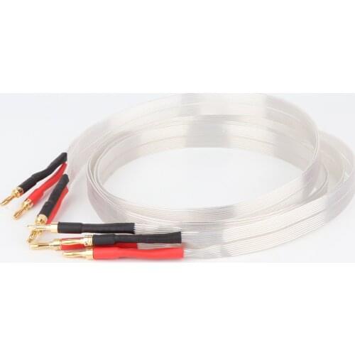 Hifi OFC silver plated Speaker Cables Banana Plug 2 to 2 Connector Audio Amplifier CD DVD Player Speaker Cable