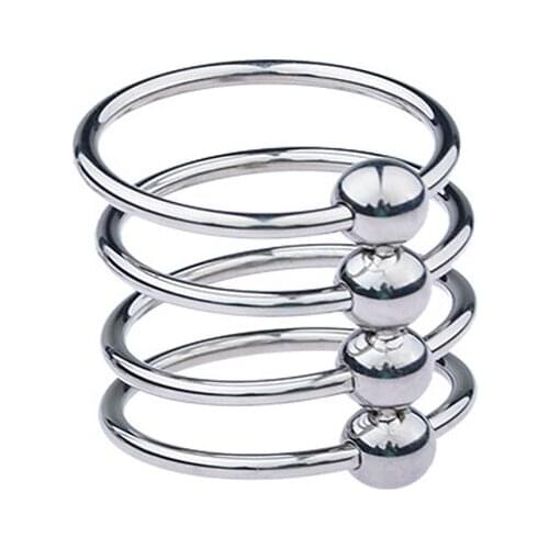 Stainless Steel Metal Large And Multi Size sex tools Four Layer Adult Male Endurance Exercise Phallus Ring Sex Toys For Man