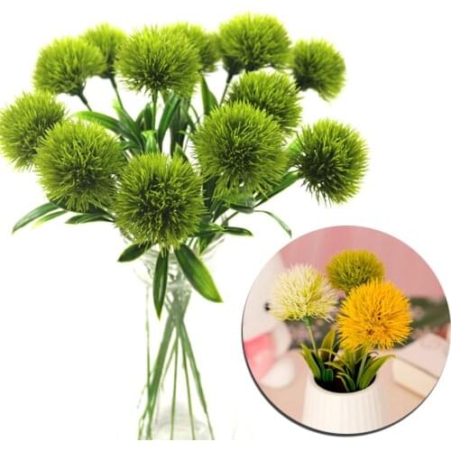 1PC Artificial Plants Simulation Dandelioned Flowers Plastic Fake Flowers Yellow Green for Gardening Home Wedding Party Decor