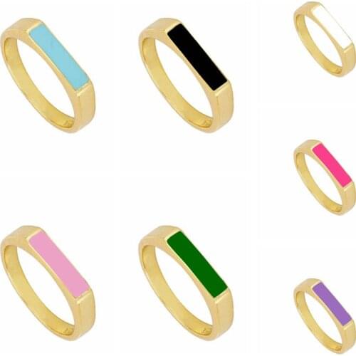 Colorful Enamel Square Gold Rings for Women Girls Jewelry 24K gold-plated silver Finger Rings men Ring for gift 2021 A30
