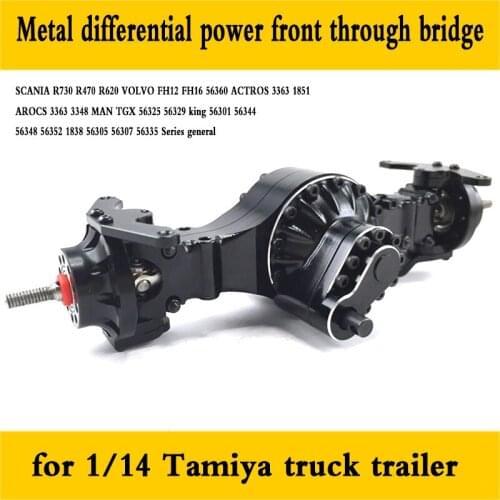Metal Differential Power Front Through Bridge for 1/14 Tamiya RC Truck Car SCANIA VOLVO FH12 ACTROS 3363 1851 AROCS MAN TGX Diy