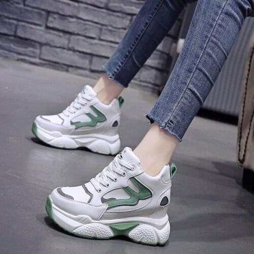 Fashion Sneakers White Chunky Platform Wedge Shoes 2021 Designers 9cm Height Increasing Woman Sports Casual Shoes Tennis Female