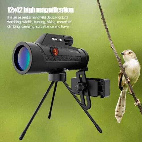 Monocular Telescope Outdoor Spotting Telescope 12x42 With Wrist Handle Bracket High Definition Optional Tripod Smartphone Holder