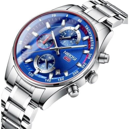 NIOBOSI New Blue Watches Mens 2019 Luxury Brand Man Watch Waterproof Full Steel Band Chronograph Men Clock Relogio Masculino