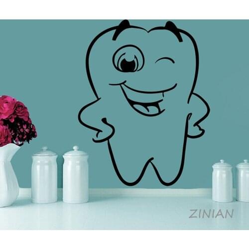 Smile Tooth Wall Decal Dental Clinic Nursery Vinyl Sticker Kids Room Healthcare Art Decal adesivo de parede Funny Stickers Z542